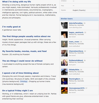 Illustration for article titled Assange's OKCupid Profile Sounds Like Assange Sex Musings (Updated)